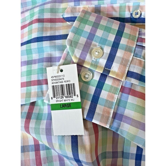 IZOD Men’s L Rainbow Plaid Shirt Button-Up Long Sleeve Multicolor NWT - Picture 12 of 12